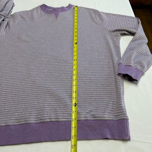 Peter Millar Mens Striped Crewneck Sweater Large Crown Purple Cotton Comfort - Picture 5 of 8